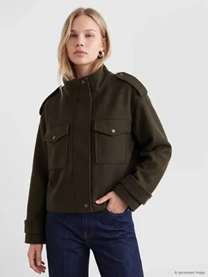 LCW Vision Dik Yaka Oversize Kadın Kaşe Ceket