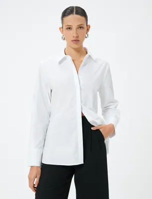 Koton Uzun Kollu Gizli Pat Detaylı Regular Fit Poplin Gömlek