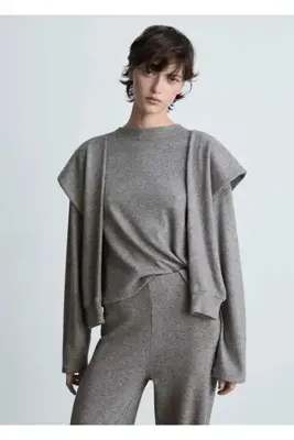 MANGO Woman Dekoratif kollu sweatshirt