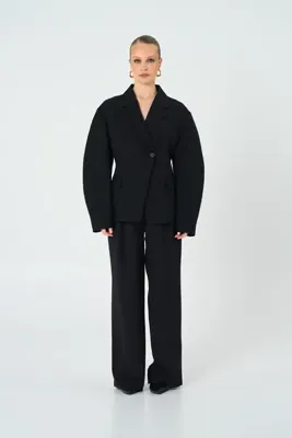 Thalure Kadın Siyah Bele Oturan Blazer