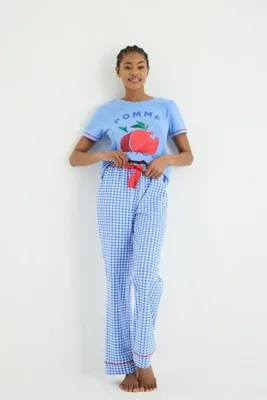 İPEKTENİM Pötikareli Elma Desenli Pijama Takımı