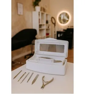 ellea nail Çift Bölmeli Manikür Pedikür Aletleri Sterilizasyon Kutusu