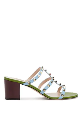 Valentino Garavani Rockstud Yeşil Mavi Kadın Deri Terlik