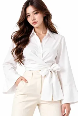 coho moda Bağlamalı Gömlek Trend Düğmeli Gömlek