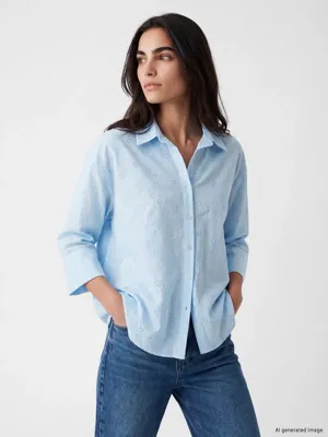 LCW Vision Oversize Kadın Brode Gömlek