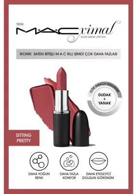 MAC ximal Sleek Satin Lipstick SITTING PRETTY 3.5GM Pembe İkonik Saten Bitişli Ruj Kalıcı Etki