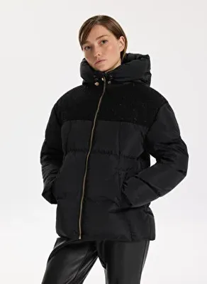 Fabrika Siyah Kadın Regular Fit Kapitone Mont F5WL-MNT0283