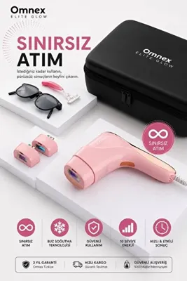 Omnex EliteGlow IPL Lazer Epilasyon Cihazı Buz Başlıklı 10 Kademe Enerji SINIRSIZ ATIM