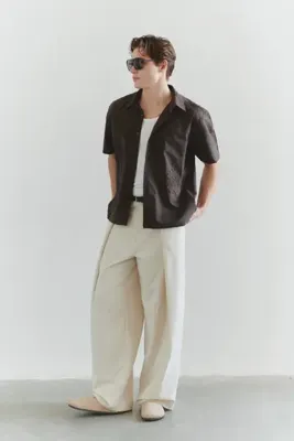 TRENDYOL MAN Kahverengi Boxy Fit Nakış İşlemeli Brode Gömlek TMNSS25GO00039