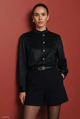 Sateen Süet Gömlek - Siyah
