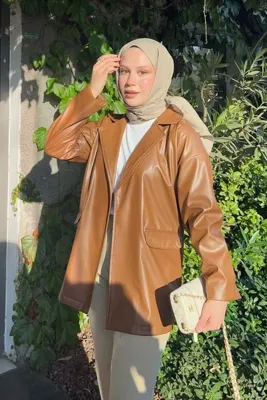 lurex moda Oversize Deri Ceket