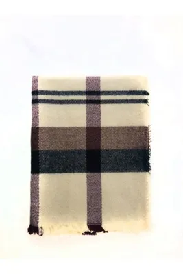 Makro Optik Bordo Bej Kalın Atkı