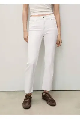 MANGO Woman Sienna flare crop jean pantolon