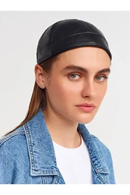Külah Kadın Gerçek Deri Docker Bere Neopunk Rave Şapka
