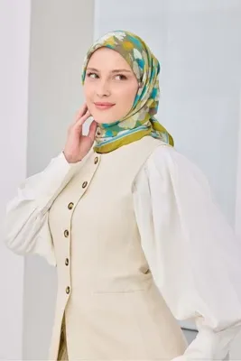 Silk Home Velora Eşarp Floral Yağ Yeşili