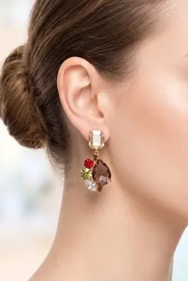 PETEK AKSESUAR ZİRKON TAŞLI SALLANTILI ÇİÇEK KÜPE 4 CM.