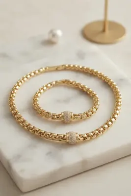 Genel Markalar Xuping Singapur Zincir Model Kolye ve Bileklik Set 5886