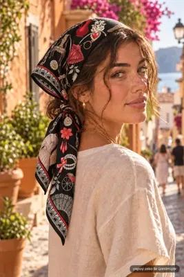 Albie Kadın Bandana Soft Kumaş Baskılı 70x70