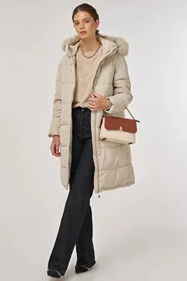 Kayra Kazayağı Desen Anorak Mont Taş