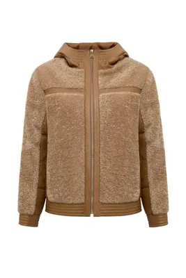 Derimod Prag Kadın Hardal Kapüşonlu Teddy Deri Mont 25WGEP5627FF