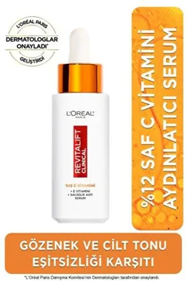 L'Oréal Paris Revitalift Clinical %12 Saf C Vitamini Aydınlatıcı, Ton Eşitleyici, Gözenek Karşıtı Serum 30 ml