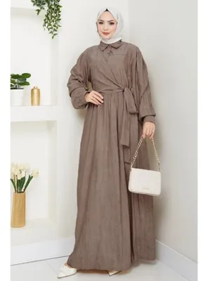 InStyle Çapraz Bağlamalı Kahverengi Elbise