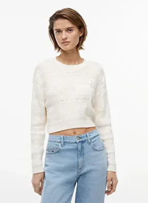 Tommy Jeans Beyaz Kadın Bisilet Yaka Kazak DW0DW22921YBH