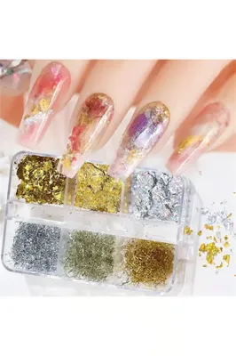 ellea nail 6'lı Gold Ve Gümüş Parçalı Folyo Seti