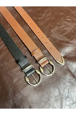 LİA KEMER 2'li Learn Yuvarlak Tokalı Model Ceket Kemeri Elbise Kemeri Pantolon Kemeri
