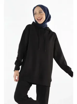 Plistre 2227_Tesettür Kapüşonlu Sweatshirt & Pantolon Eşofman Takımı