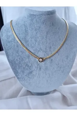 EZ accessories Serenay mineli çelik ezme zincir kolye