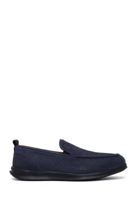 Derimod Erkek Lacivert Nubuk Deri Loafer
