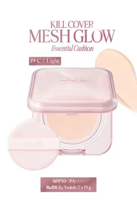 CLIO Hyalüronik Asit İçerikli Kill Cover Mesh Glow Essential Cushion Set (19C Light) SPF50+ PA++++