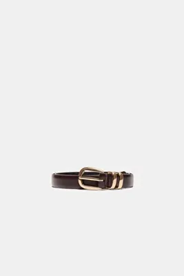 Stradivarius Basic parlak suni deri kemer