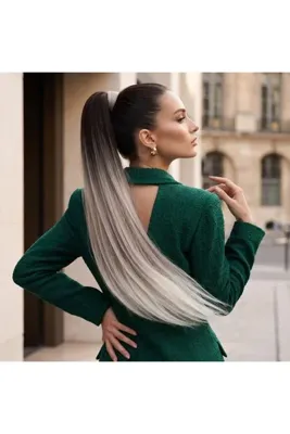 Genel Markalar Lastik Tokalı At Kuyruğu Düz / Koyu Kumral / Platin Ombre