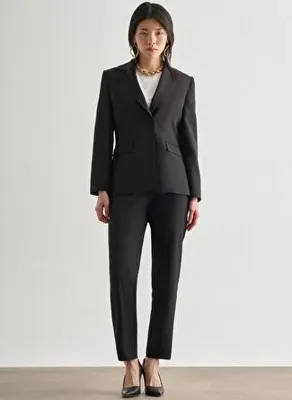 Mizalle Siyah Tek Düğme Klasik Blazer Ceket