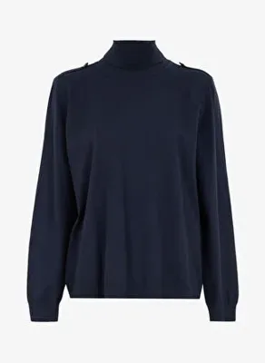 Pierre Cardin Lacivert Kadın Tam Balıkçı Slim Fit Düz Kazak FORGE