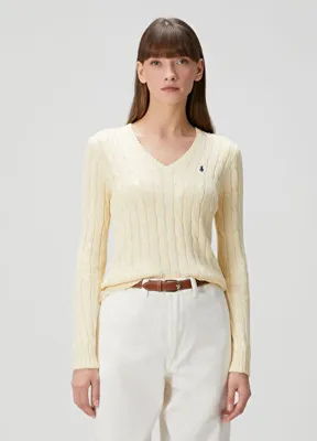 Polo Ralph Lauren Krem Saç Örgülü Triko