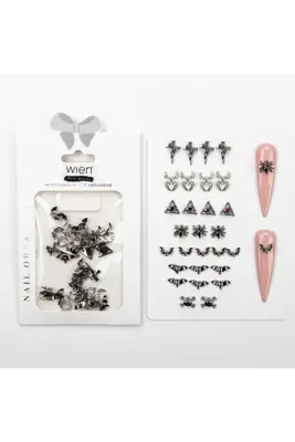 Wien Nail Master 30lu Örümcek ve Yarasa Gotik Dizayn Metal Tırnak Süsleme Charm Nail Art Charm Taşları WN-503