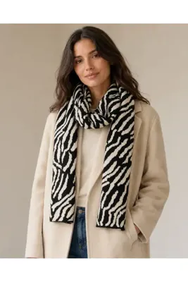 Sebir Moda Zebra Desenli Triko Atkı