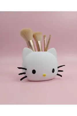 LUBIKO STUDIO Hello Kitty Figürlü Makyaj Fırçası Düzenleyici & Kalemlik - El Yapımı Dekore Edilmiş Hediyelik Obje