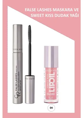 Golden Rose False Lashes Hacim Veren Maskara & Sweet Kiss Meyveli Dudak Parlatıcı Set