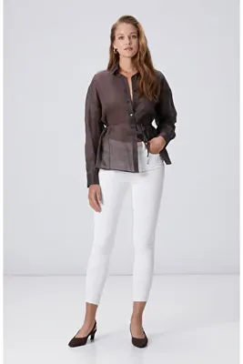 Network Beyaz Kaplamalı Skinny Kalıp Denim Pantolon