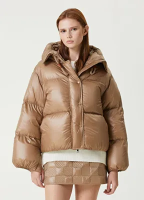 Moncler Borey Bej Kapüşonlu Puff Mont