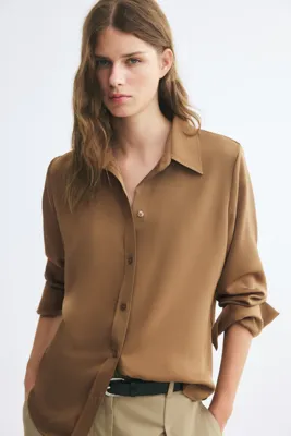 H&M Uzun Kollu Saten Gömlek