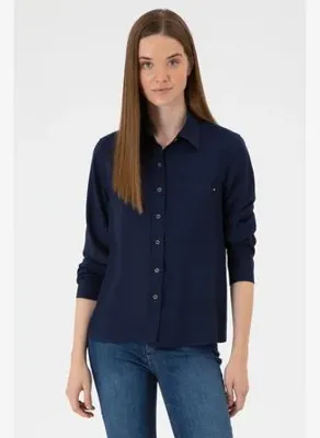 U.S. Polo Assn. Kadın Lacivert Uzun Kollu Gömlek50316412-VR033