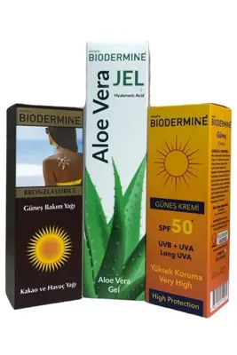 Biodermine Güneş Seti - Güneş Kremi - Bronzlaştırıcı Yağ - Gün.sonrası Alovera Jel