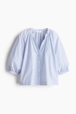 H&M Balon Kollu Poplin Bluz