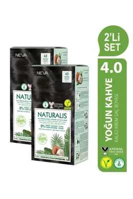NEVA NATURALIS Amonyaksız 2'Lİ SET 4.0 YOĞUN KAHVE Kalıcı Krem Saç Boyası Seti (VEGAN)