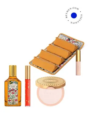 Gucci Flora Gorgeous Orchid Intense 50 ml Parfüm + Gloss a Levres 256 Teresina Red + Highlighter 01 Sunrise Gold + Gucci Çanta ve Mini Maskara Parfüm Seti